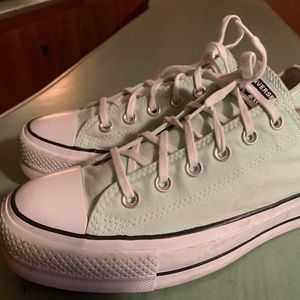 Womens Converse Low Top Mint Green Platform Thick Sole Sneakers Size 10